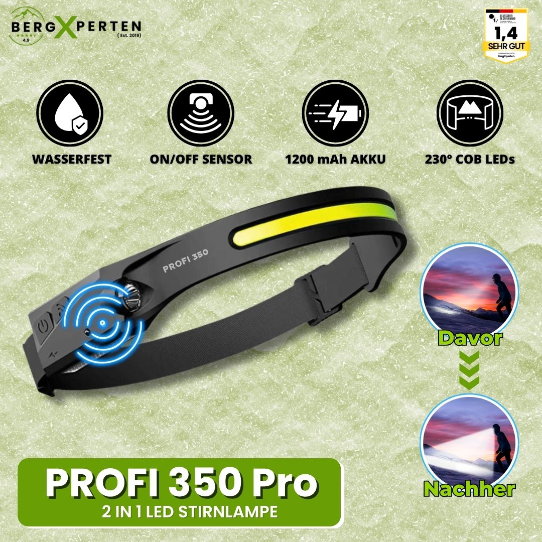 PROFI 350 - 2 IN 1 LED Stirnlampe - Das Original